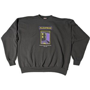 VTG ALCATRAZ PENITENTIARY Regulation #5 Men 2XL Black Double-Sided Sweatshirt